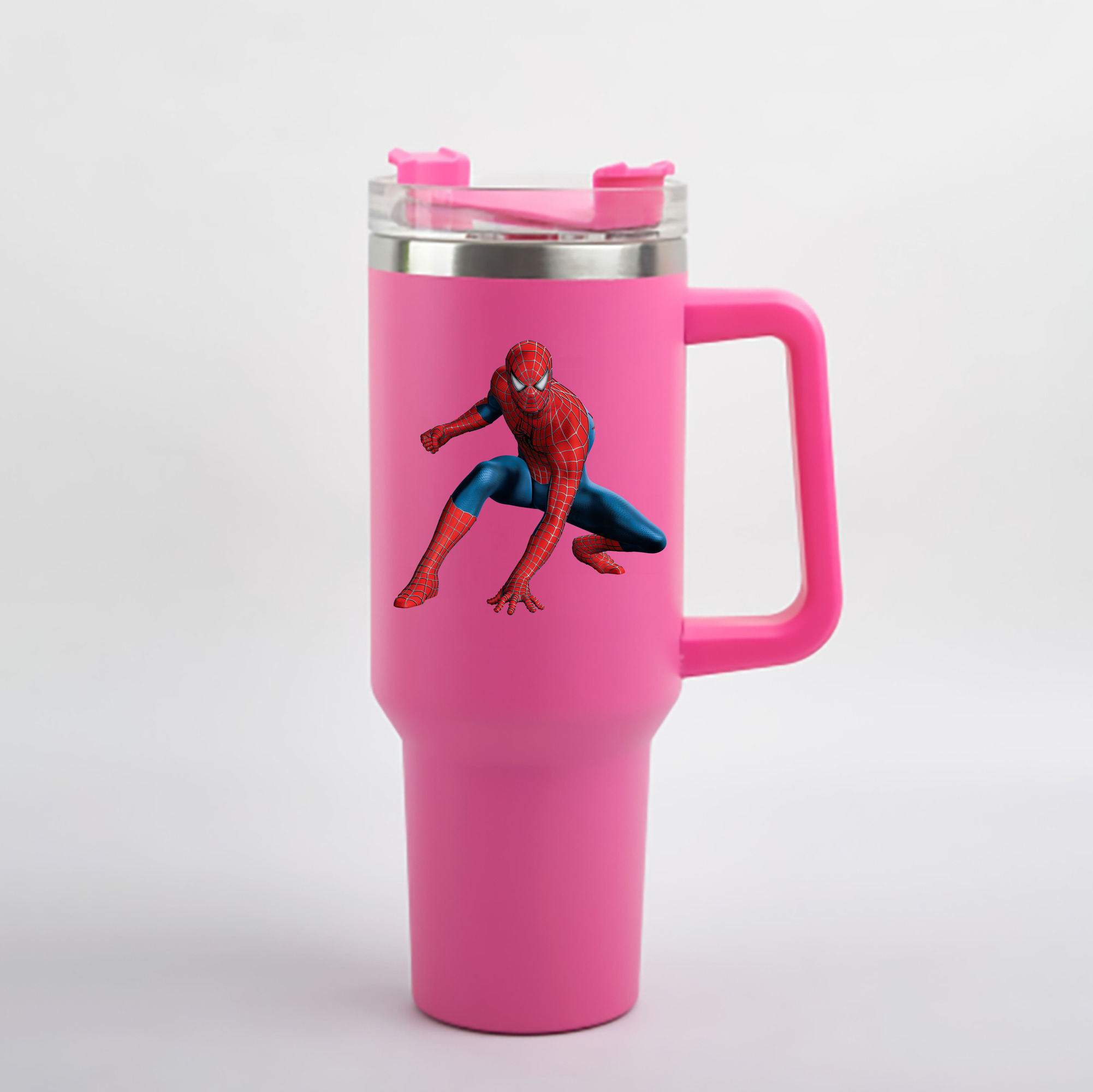 （画像用） Spider Man スパイダーマン 1200mL車用タンブラー - クリスタルステッカー（プラスチックストロー付き）